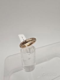 Anello Oro 18 Kt con Smalto e Diamantini- Nero