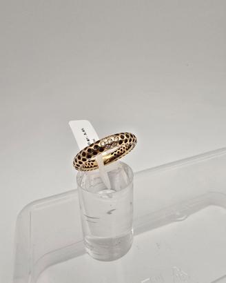 Anello Oro 18 Kt con Smalto e Diamantini- Nero