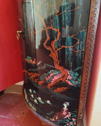 Mobile bar angolare vintage laccato stile Cinese
