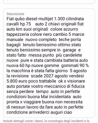 fiat qubo 1.3 multijet .75cv.  anno 2011