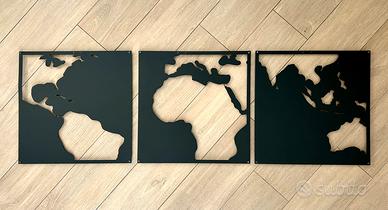 Decorazione 3D da parete in metallo. Mappamondo.