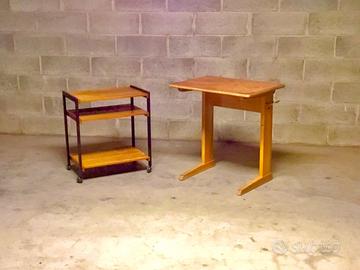 Mid Century anni 50 e 60 scrivania carrello legno