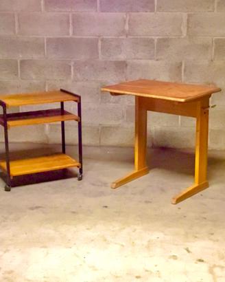 Mid Century anni 50 e 60 scrivania carrello legno