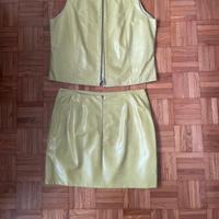 Completo Conbipel vintage vera pelle verde acido