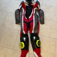 Tuta da moto pelle e tessuto taglia 44