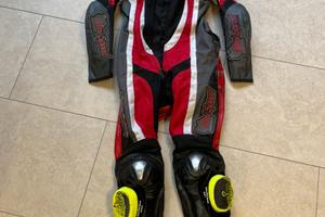 Tuta da moto pelle e tessuto taglia 44