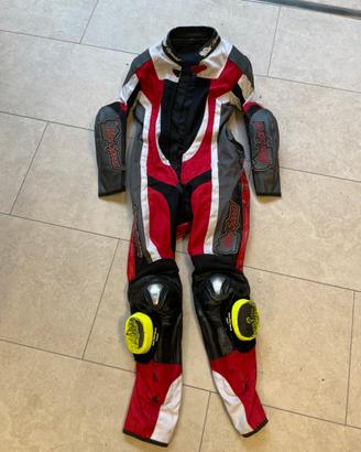 Tuta da moto pelle e tessuto taglia 44