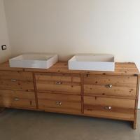 bagno in legno vecchio interno trave 7 cassetti