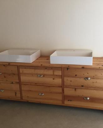 bagno in legno vecchio interno trave 7 cassetti