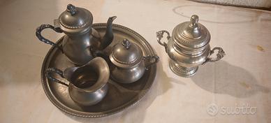 Set da cafféo tè in peltro vintage