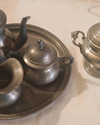 Set da cafféo tè in peltro vintage