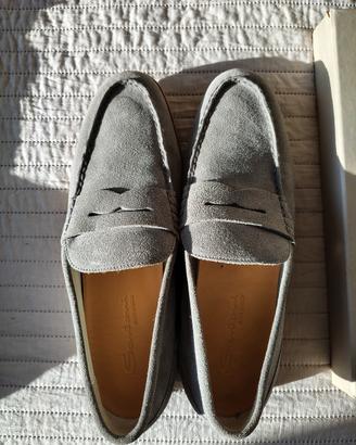 Santoni mocassino suede tortora misura 10 (44)