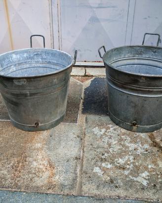 Coppia Tinozze Mastelli Vintage Zincate 