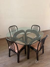 TAVOLO + 4 SEDIE IN VETRO - STILE CLASSICO/VINTAGE
