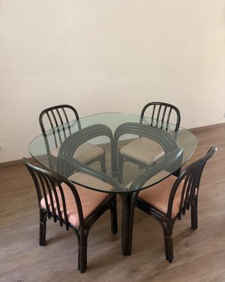 TAVOLO + 4 SEDIE IN VETRO - STILE CLASSICO/VINTAGE