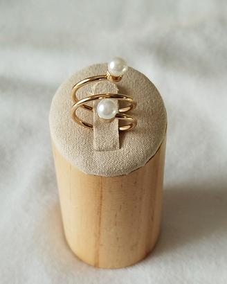 Anello Regolabile color Oro con Perle