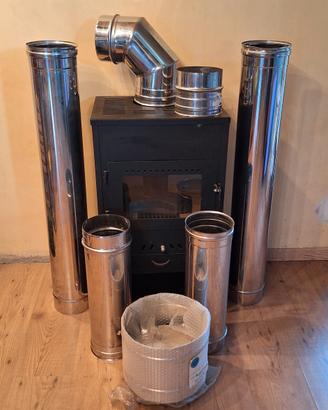 🔥 Stufa a legna VES 9 kW + canna fumaria inox Sab
