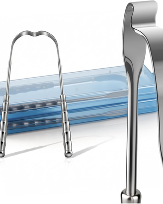 Set 2 Pulisci Lingua in Acciaio Inox con Custodie