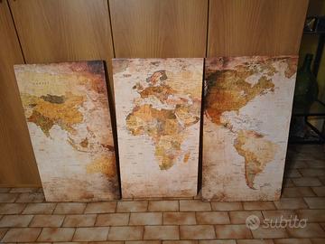 quadro mappamondo 3 pezzi