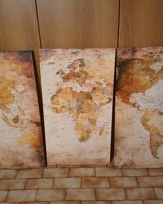 quadro mappamondo 3 pezzi