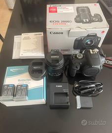 Canon EOS 2000D + Obiettivo 18-55 ISII + accessori