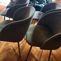6  sedie in tessuto con base in acciaio