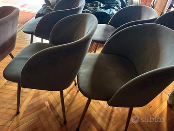 6  sedie in tessuto con base in acciaio