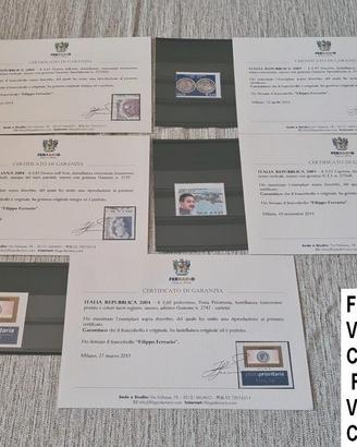26 FRANCOBOLLI CON VARIETA' FERRARIO CERTIFICATI