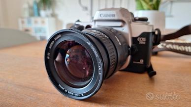 Canon Eos 50 E con teleobiettivo Sigma 28 105