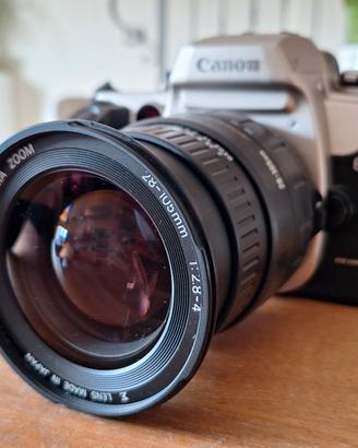 Canon Eos 50 E con teleobiettivo Sigma 28 105