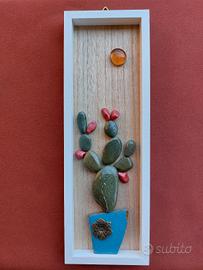 quadretto con sassi-cactus di pietra