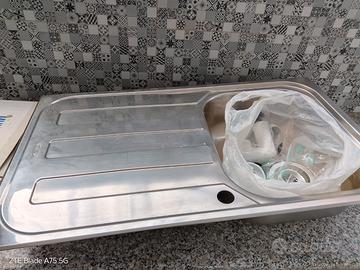 Lavello cucina acciaio inox+top piano lavoro