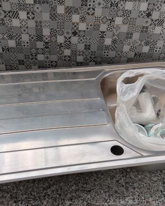 Lavello cucina acciaio inox+top piano lavoro