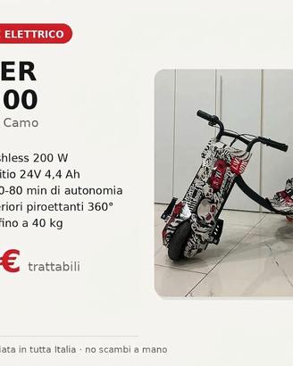 Drift trike elettrico bambini Monopattino
