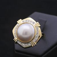 Anello bon-ton oro 18kt brillanti 0,10 ct perla