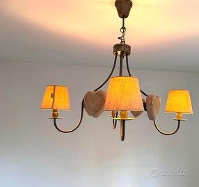 Lampadario a 4 Luci in Ferro Battuto