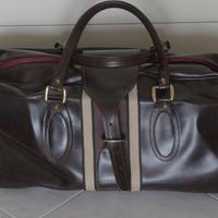 Borsone vintage in pelle con inserti  anni '70