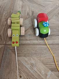 Giochini di legno da trascinare con la corda