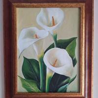 quadro dipinto a mano fiori calle bianche olio