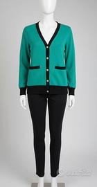 Elegante Set Coordinato: Cardigan Teal & Pantaloni