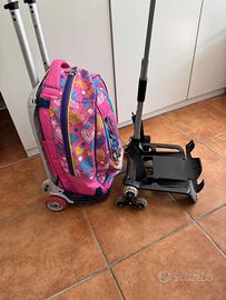 Zaino trolley bambina seven rosa con 2 carrelli