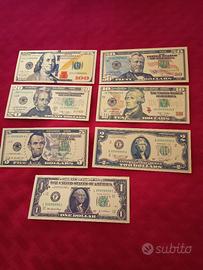 7 PZ BANCONOTE LAMINATI   ORO COLORATO  "U.S.A."