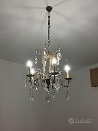 Lampadario classico in ottone e cristallo - 5 luci