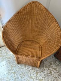 Poltrona in rattan , anni ‘70