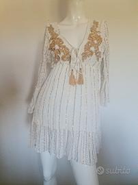 vestito estivo bianco oro. tg 42/44 