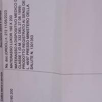 Materasso dispositivo medico sanitario 160 x  200.