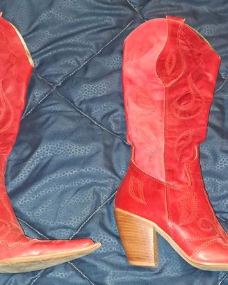 Stivali camperos in pelle rossi donna 35