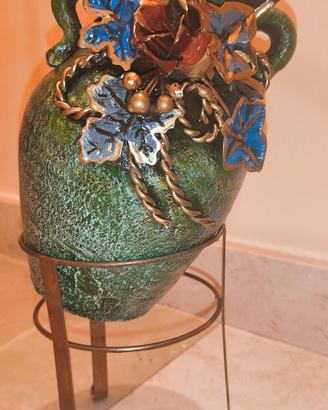 Anfora vintage due anse in terracotta altezza cm 