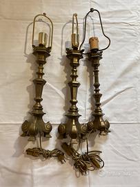 Set di 3 lampade vintage  in ottone puro