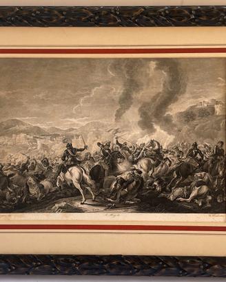 Antica Incisione Battaglia,Borgognone.